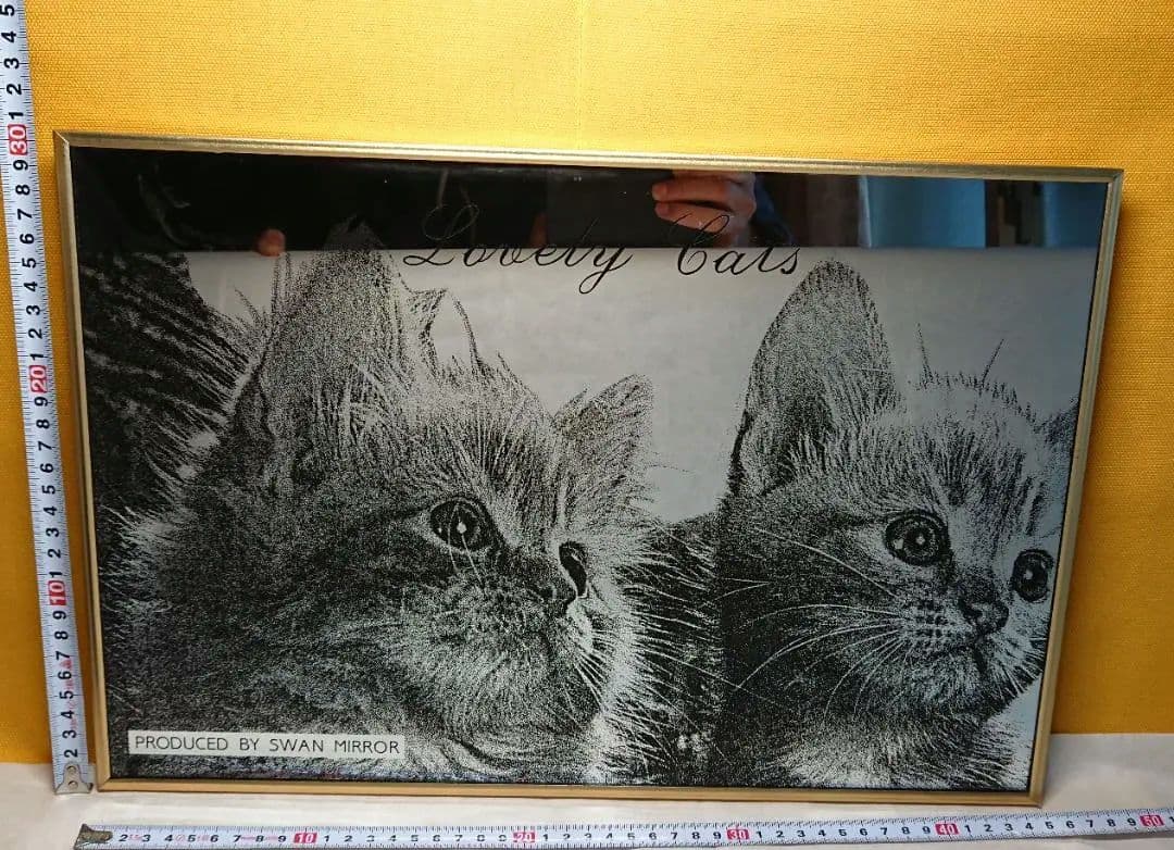 ビンテージ　パブミラー　猫絵　置物　インテリア　工芸品　美術品　A3217