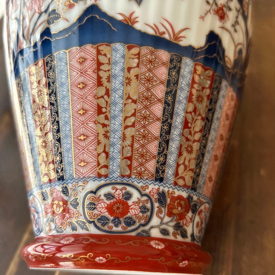 伊万里　栗田美術館　色絵桜菊牡丹図　花瓶　特別限定復刻版