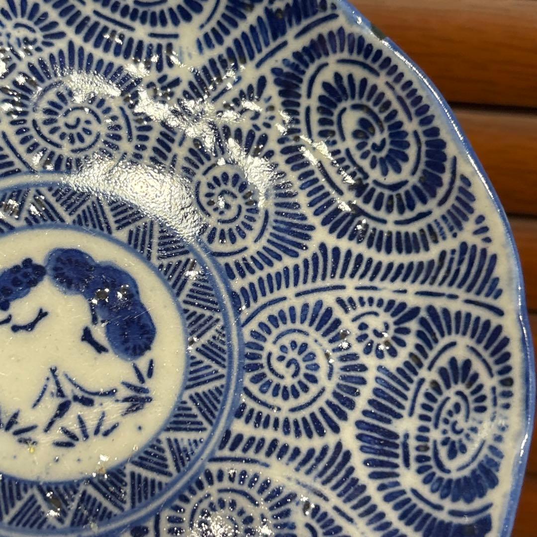 江戸時代　古伊万里　印判　蛸唐草図　５枚