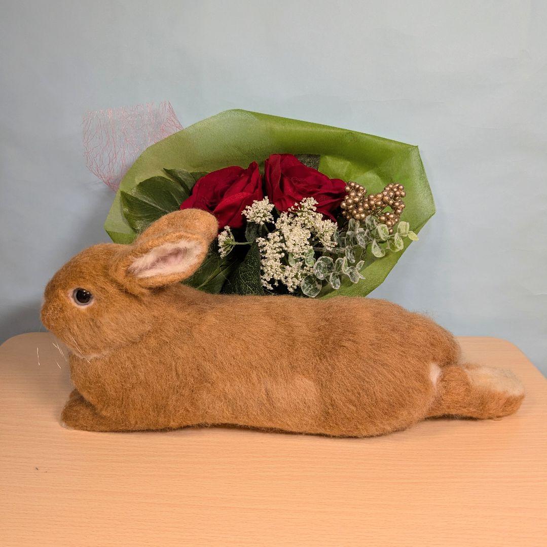 のあ様オーダー　羊毛フェルト　うさぎ　まったりオレンジドワーフ確認用