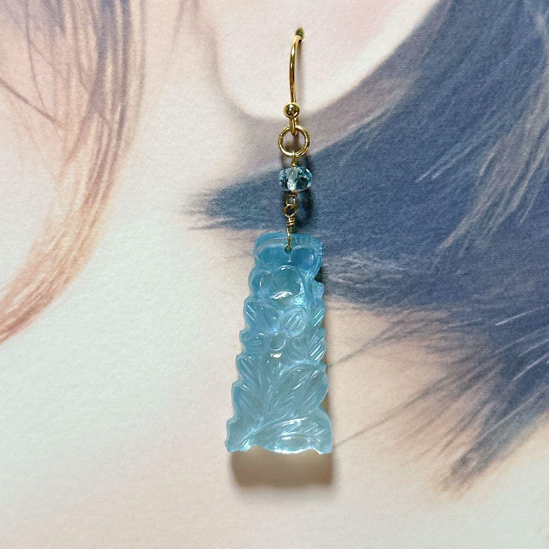 アクアカルセドニートリプレット レクタングル✳︎天然石ピアス&イヤリング