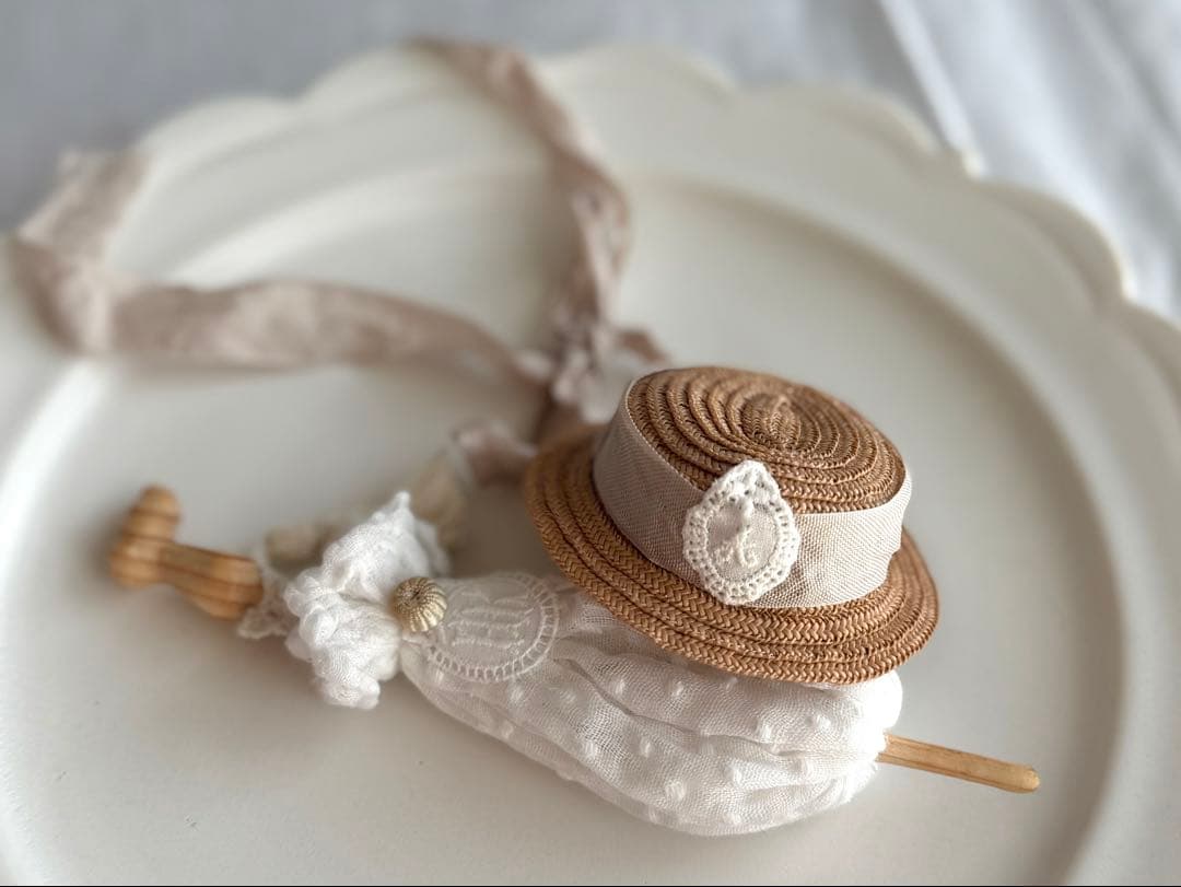 人気作家様◾️帽子と傘のセット◾️ミニチュア ブライス アウトフィット ぬいぐるみ