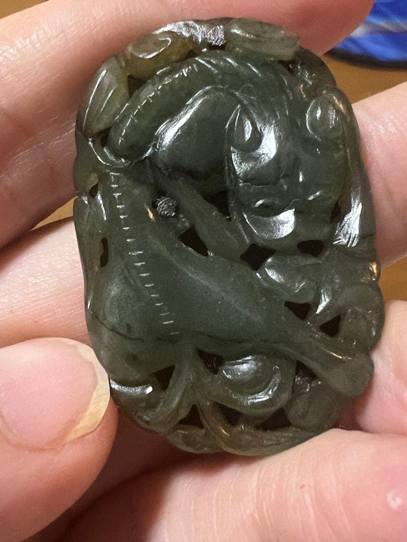 砡　翡翠 玉石彫刻 中国骨董　アンティーク