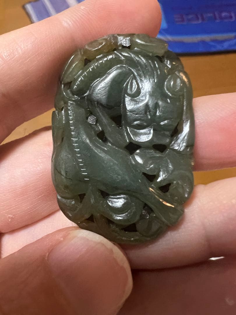 砡　翡翠 玉石彫刻 中国骨董　アンティーク