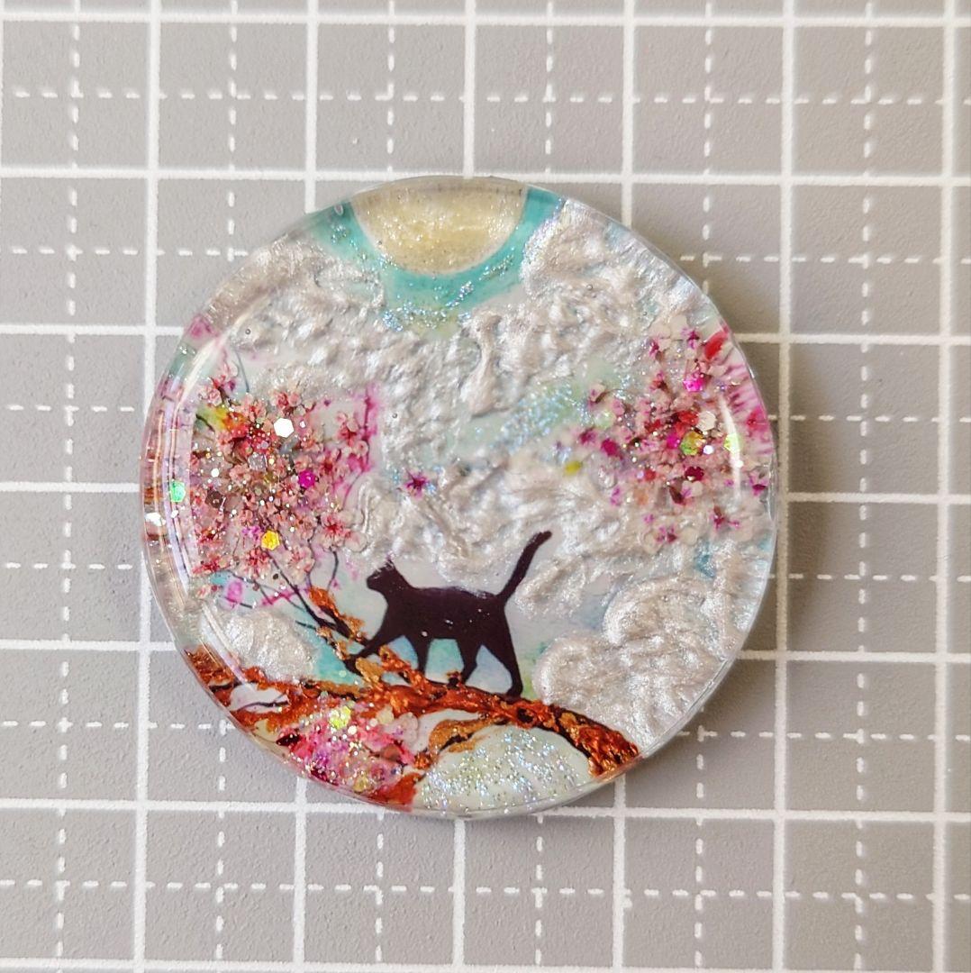 レジン　猫　ヘアゴム　ブローチ　ポニーフック　No.461