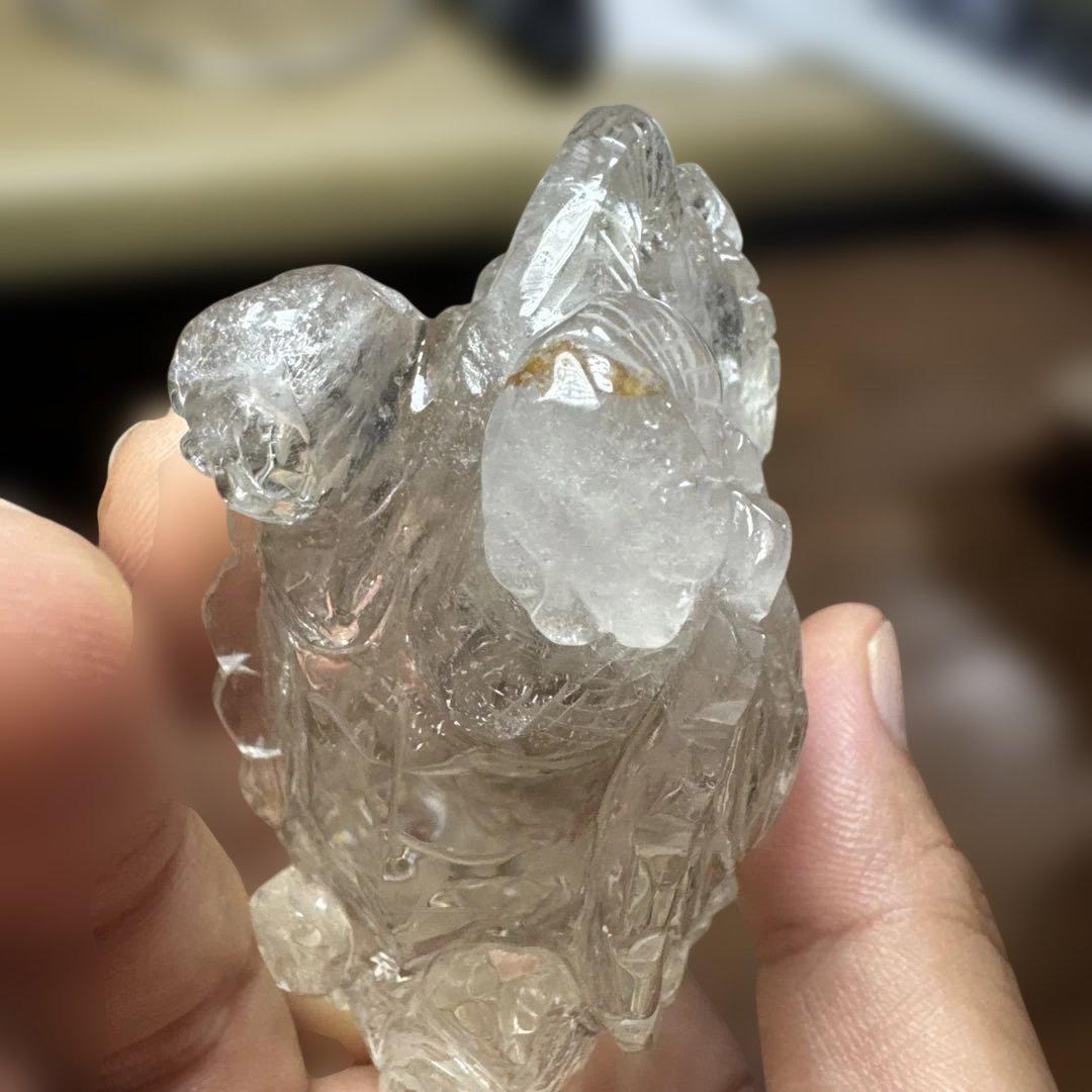 浄化　高品質　透明度抜群　ロングイ（龍亀）　水晶　クリアクォーツ　置物