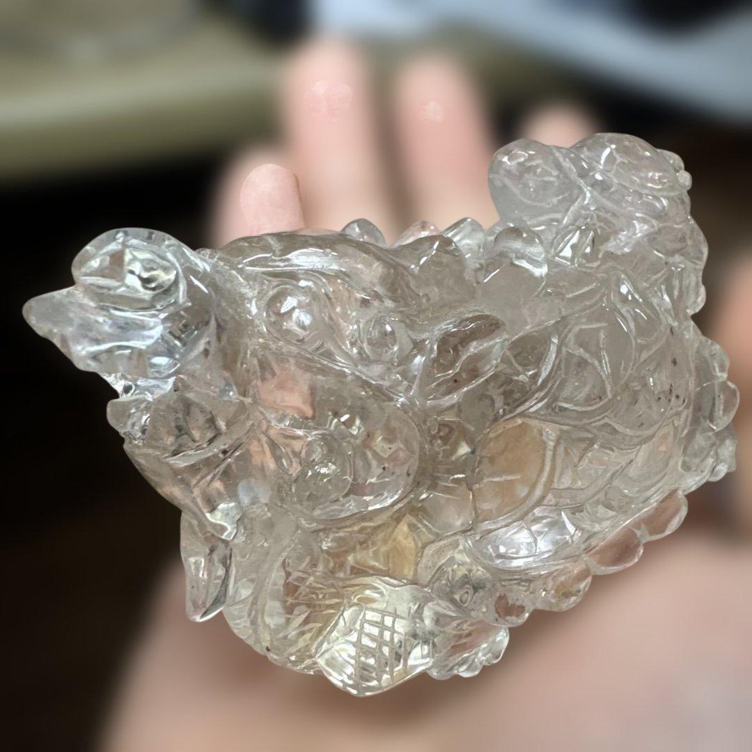 浄化　高品質　透明度抜群　ロングイ（龍亀）　水晶　クリアクォーツ　置物