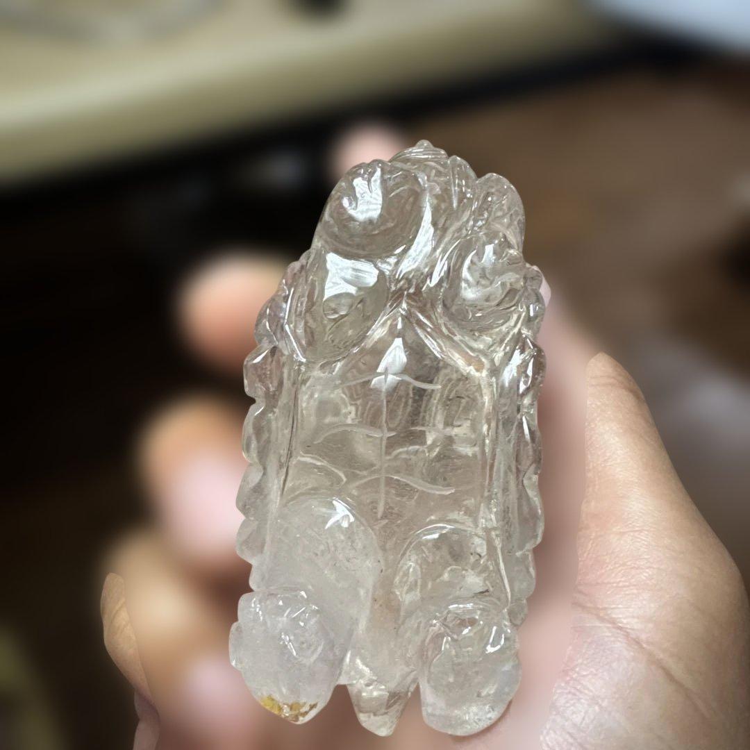 浄化　高品質　透明度抜群　ロングイ（龍亀）　水晶　クリアクォーツ　置物