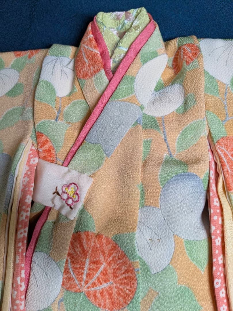 [静] 市松人形 12号サイズの着物と長襦袢のセット