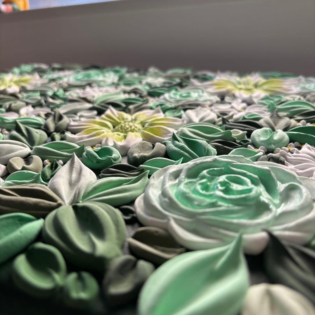 観葉植物　テクスチャーアート　現代アート　インテリアアート　花の絵　花束　韓国