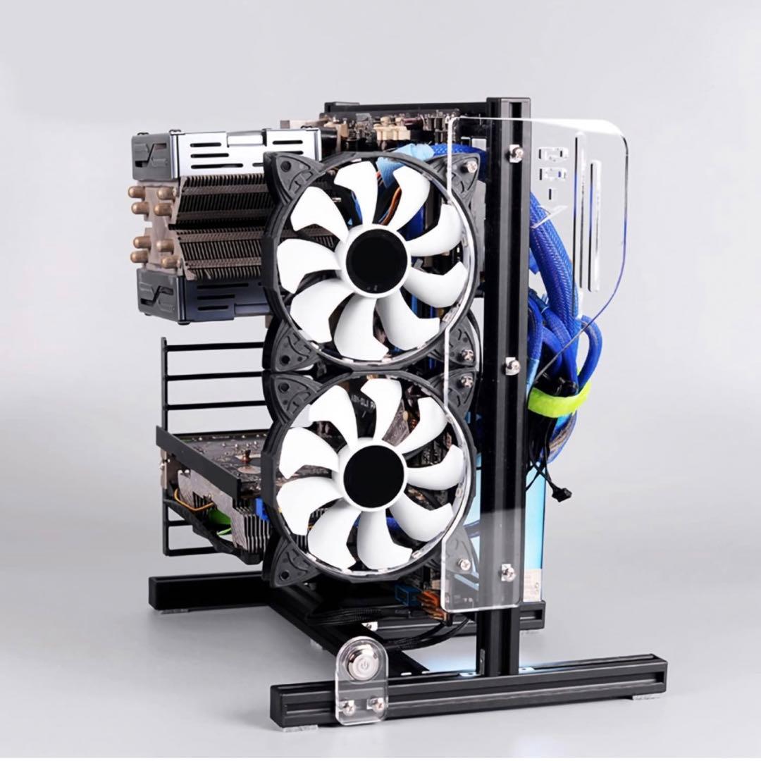 マザーボードシャーシDIYセット、20x20アルミニウム良好な互換ブラック