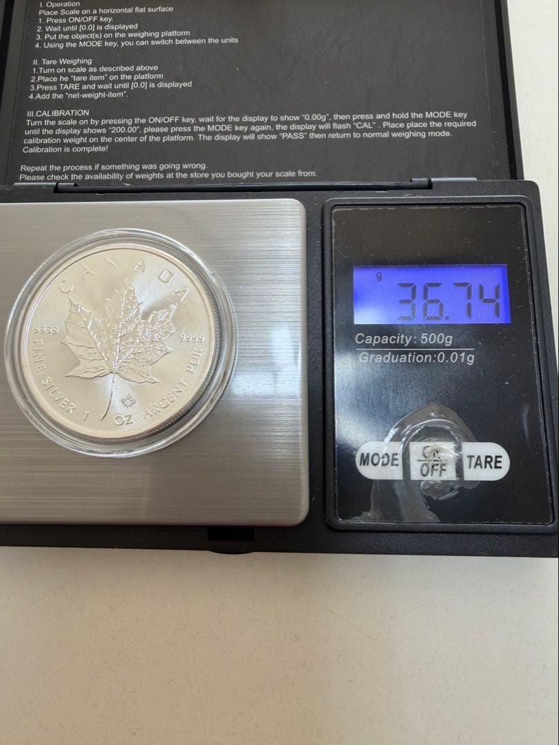 鑑定書付き 2023年 カナダ メイプルリーフ銀貨 1オンス(純銀)②