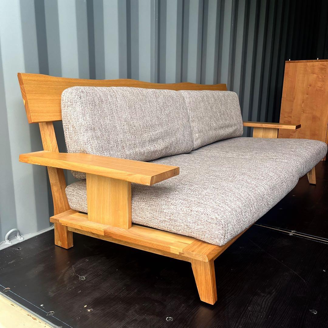 取付無料！ニトリ アカツキ北欧風 天然木ナチュラルファブリック3人掛けソファ✨