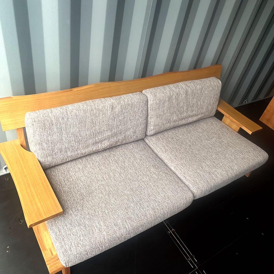 取付無料！ニトリ アカツキ北欧風 天然木ナチュラルファブリック3人掛けソファ✨