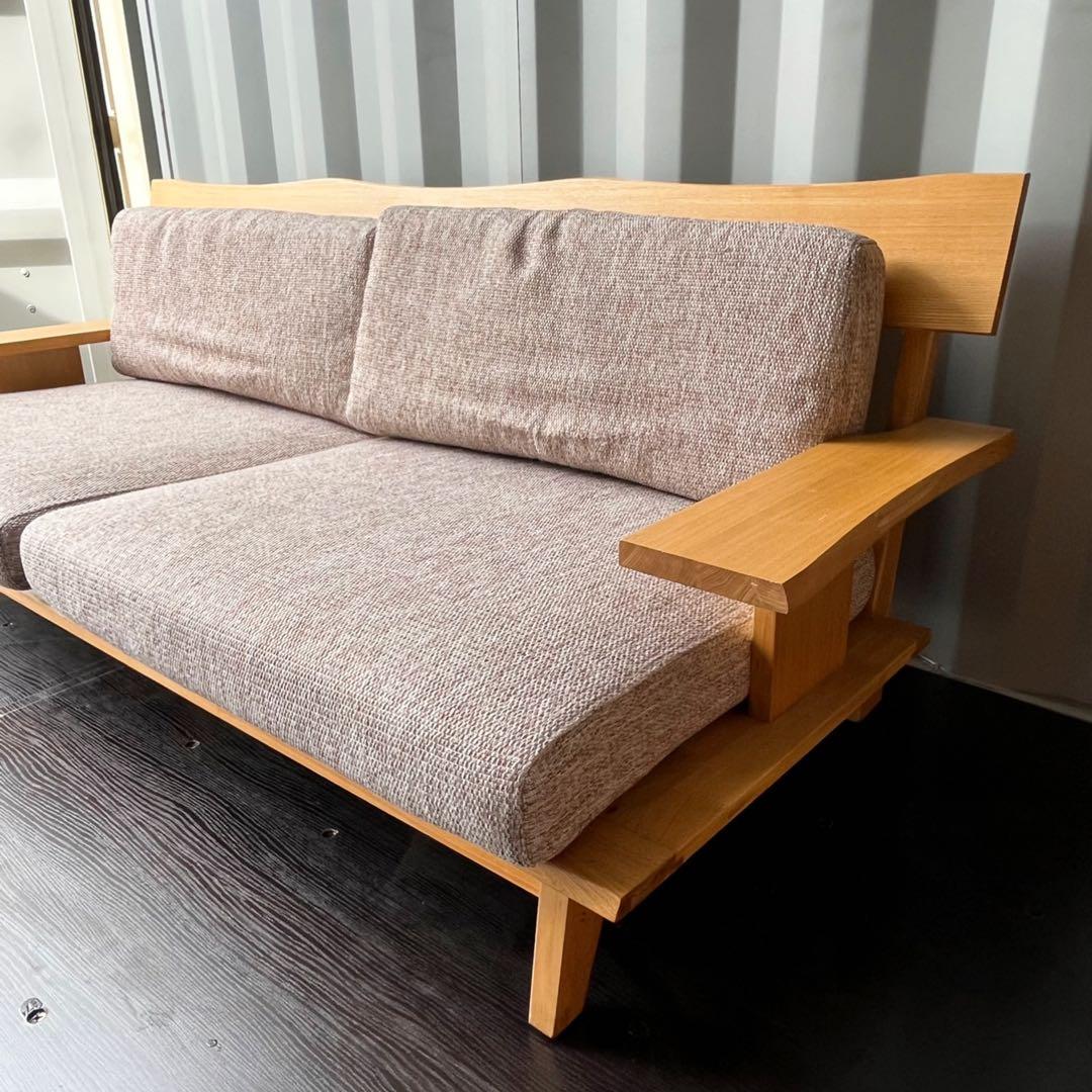 取付無料！ニトリ アカツキ北欧風 天然木ナチュラルファブリック3人掛けソファ✨