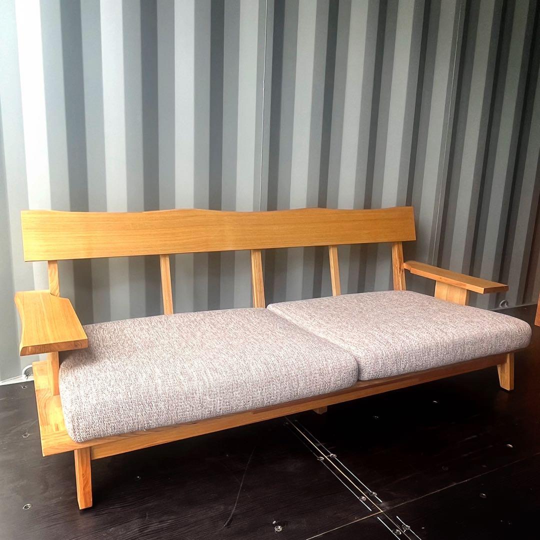 取付無料！ニトリ アカツキ北欧風 天然木ナチュラルファブリック3人掛けソファ✨