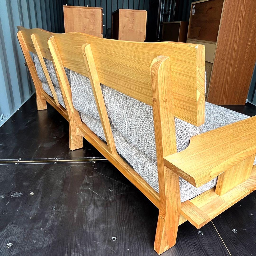 取付無料！ニトリ アカツキ北欧風 天然木ナチュラルファブリック3人掛けソファ✨