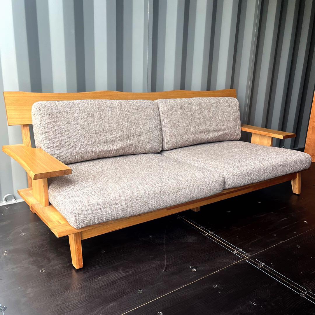 取付無料！ニトリ アカツキ北欧風 天然木ナチュラルファブリック3人掛けソファ✨
