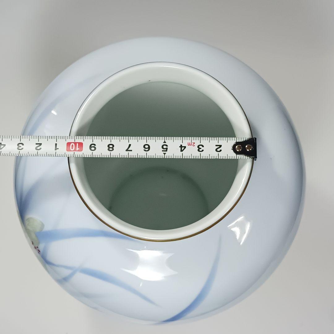 深川製磁 官窯染付 蘭文 花瓶 26cm 共箱