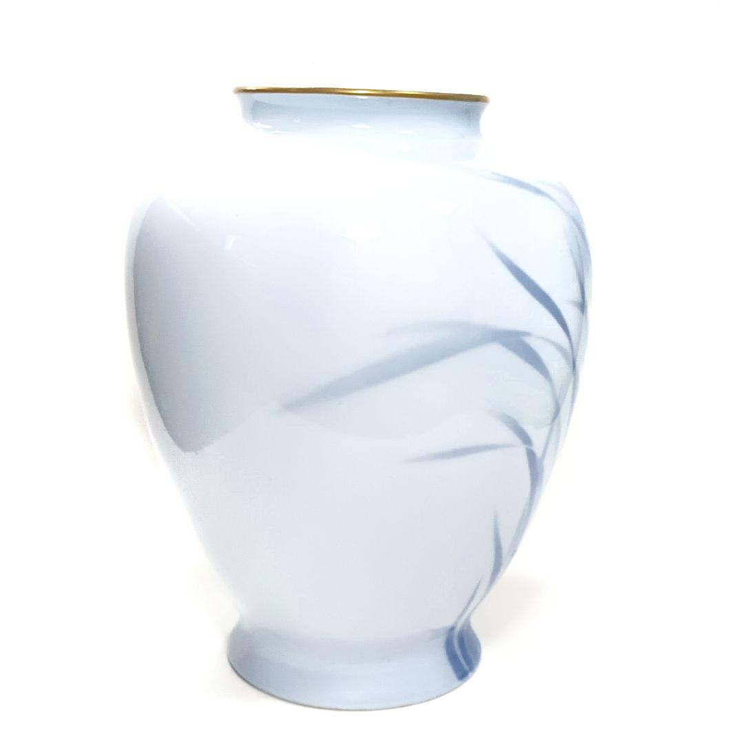 深川製磁 官窯染付 蘭文 花瓶 26cm 共箱