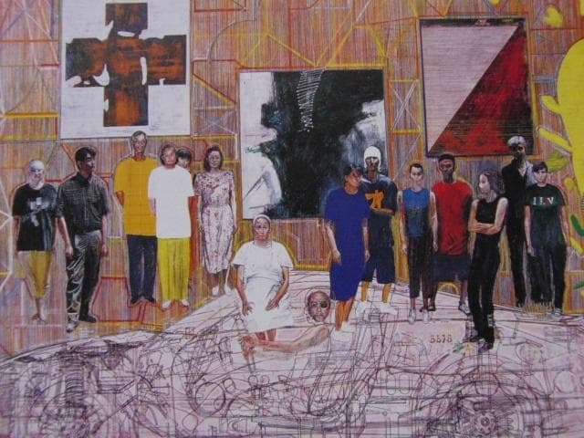 齋藤研、【〇△□】、希少な大判額装用画集より、美品、日本人画家、新品額装付