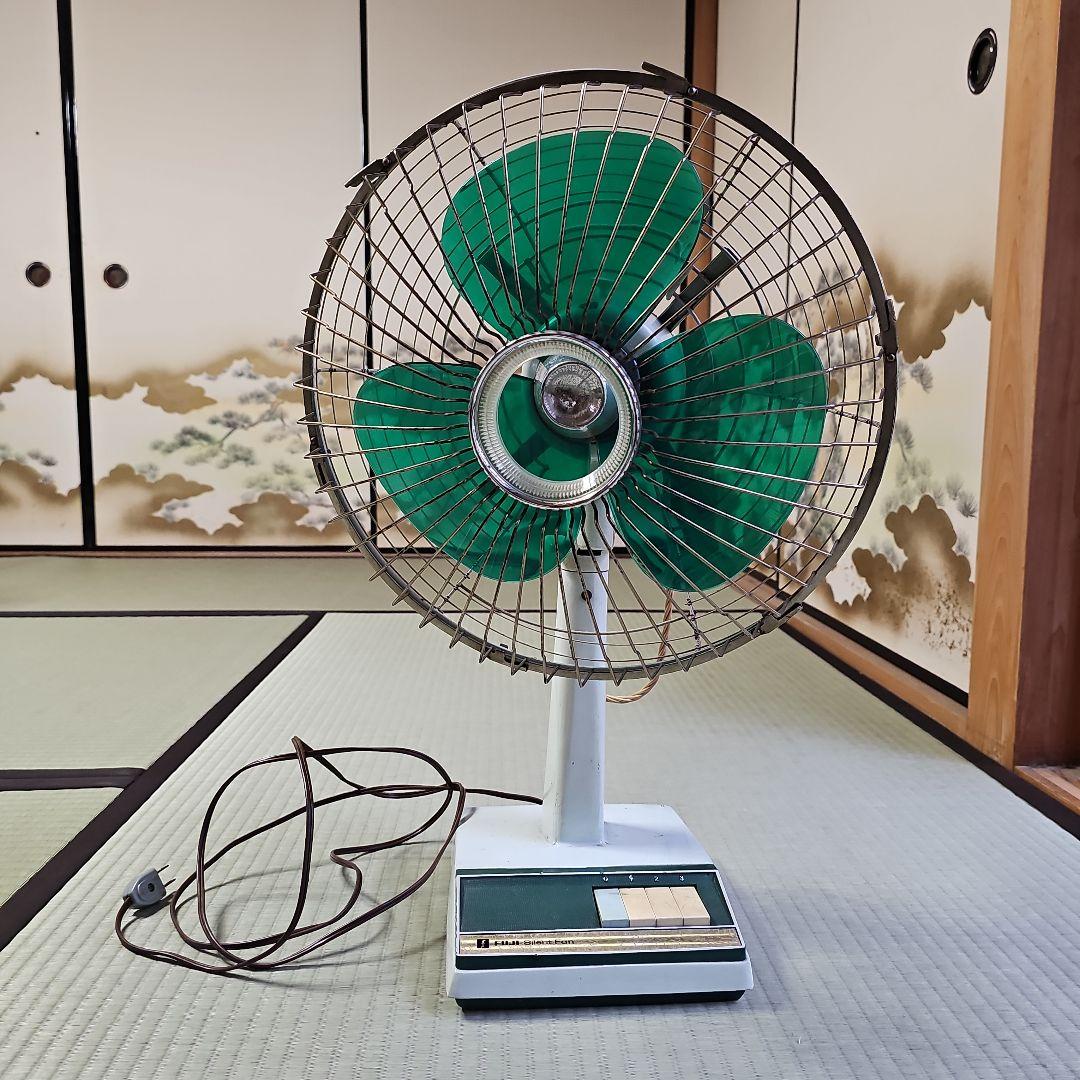 昭和レトロ/1970年代後半】希少リビング扇風機FUJI Silent Fan緑