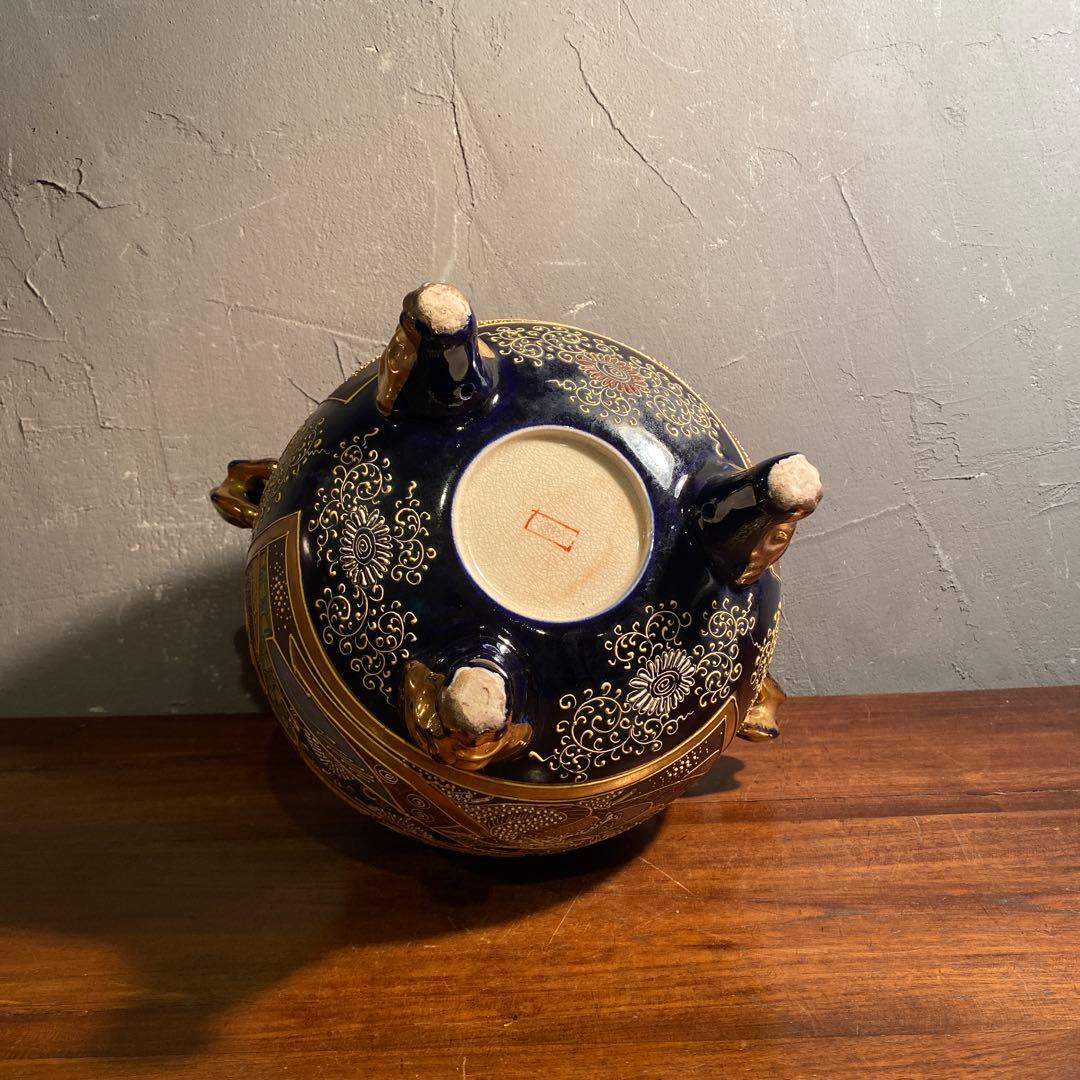 薩摩焼 三つ脚香炉 金襴手 古美術 骨董品 コレクション オブジェ