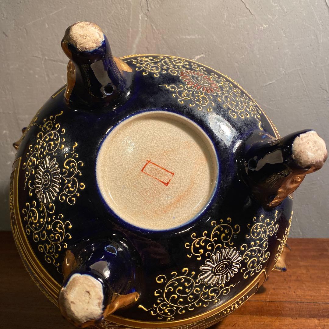 薩摩焼 三つ脚香炉 金襴手 古美術 骨董品 コレクション オブジェ