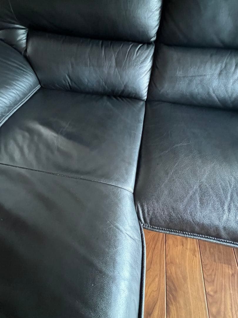 ニトリ　本革カウチソファ　4人掛け