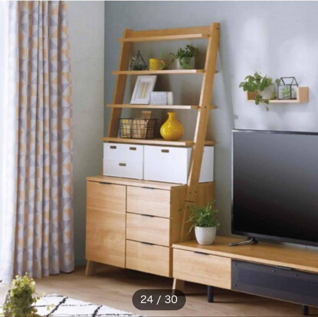 【値下げ】木製ラック 4段棚 引き出し付き