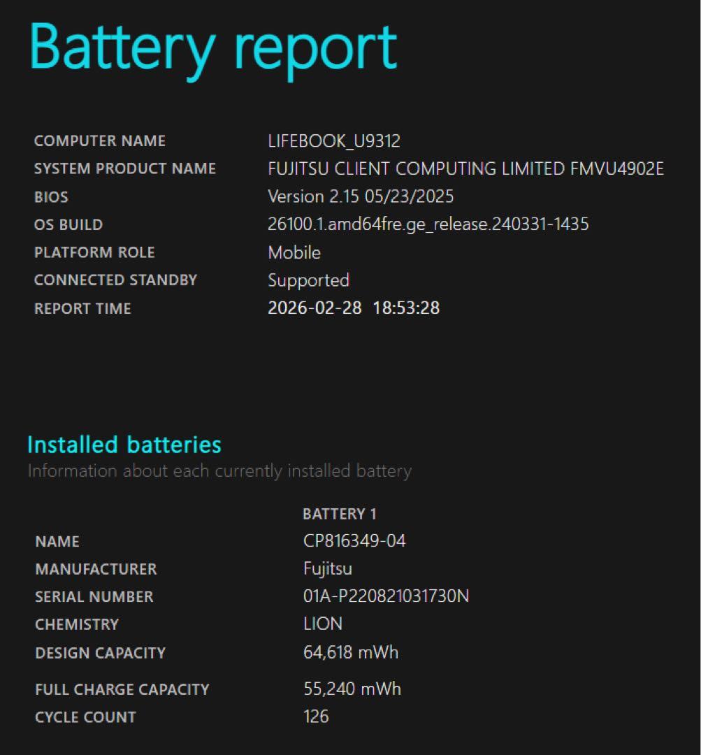 LIFEBOOK U9312/K Corei5 バッテリー良好