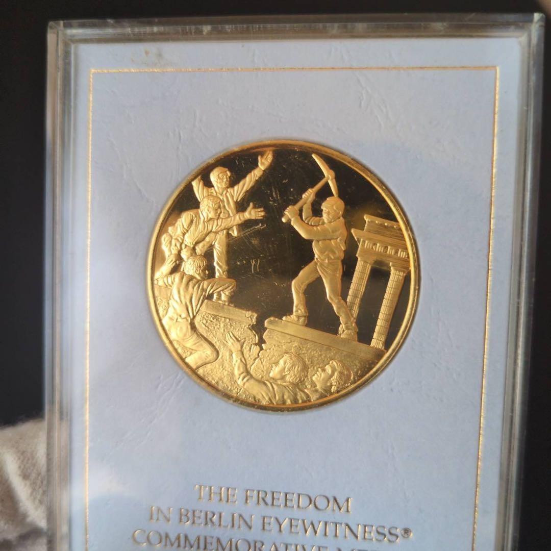 希少 ベルリンの壁崩壊 記念メダル 1989年 24金メッキ フランクリンミント