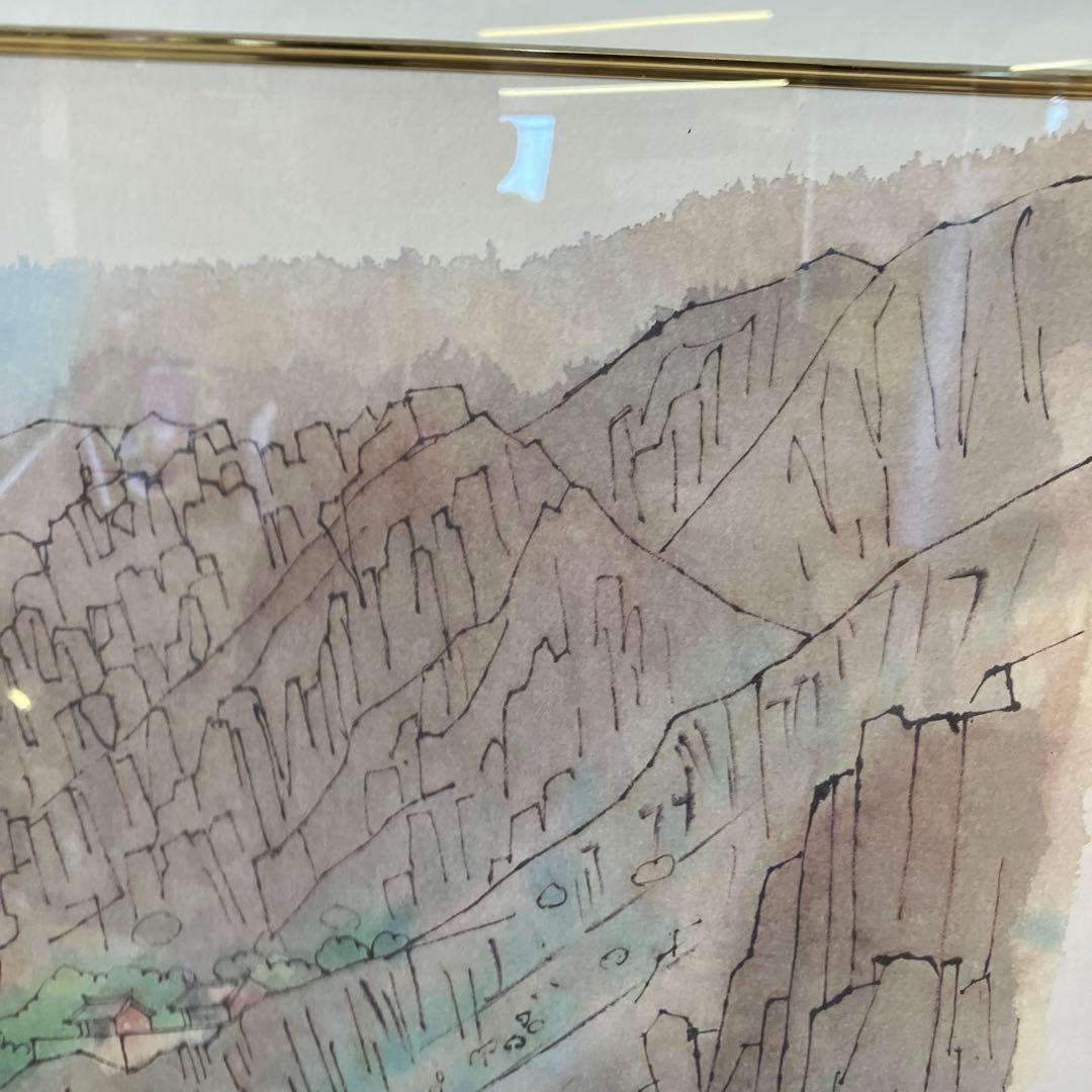 昭和レトロ 額縁 木製フレーム 清真寺 風景画 山水画 水彩画 絵画