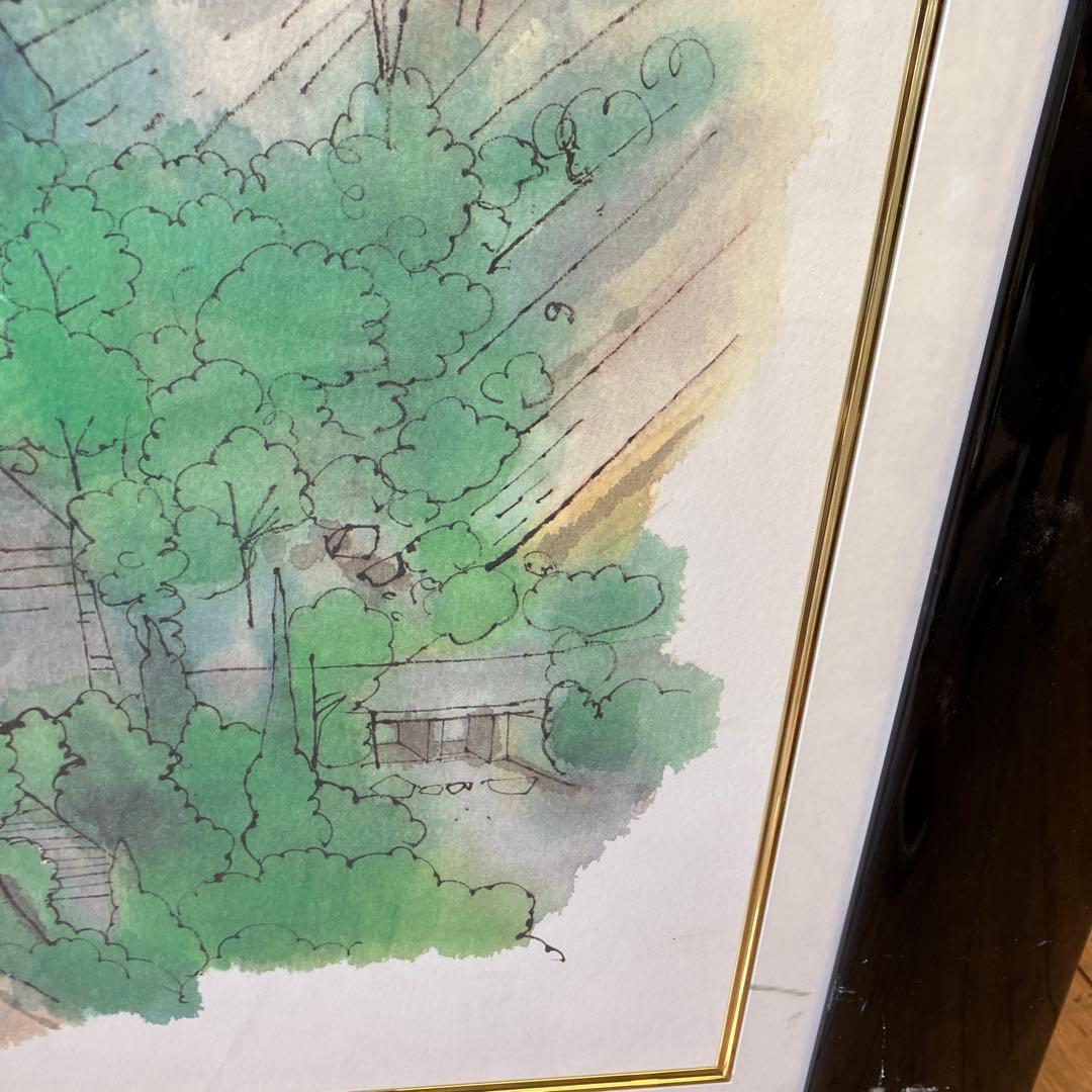 昭和レトロ 額縁 木製フレーム 清真寺 風景画 山水画 水彩画 絵画