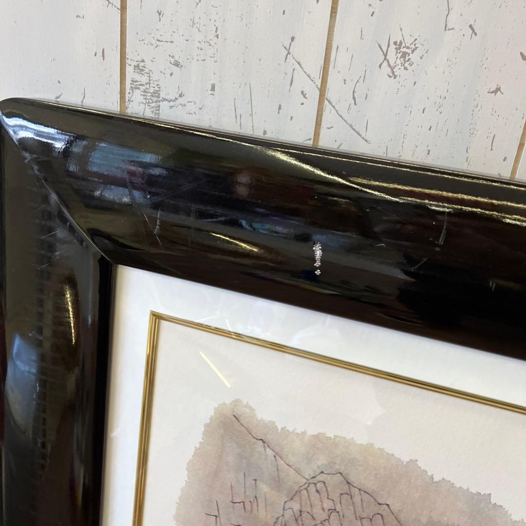 昭和レトロ 額縁 木製フレーム 清真寺 風景画 山水画 水彩画 絵画