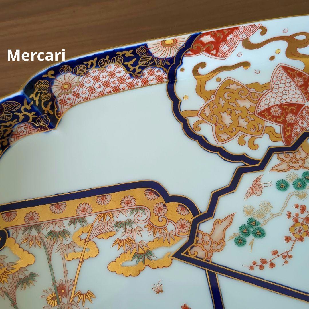 週末値下げ　有田焼賞美堂其泉窯 松竹梅鶴絵　大皿