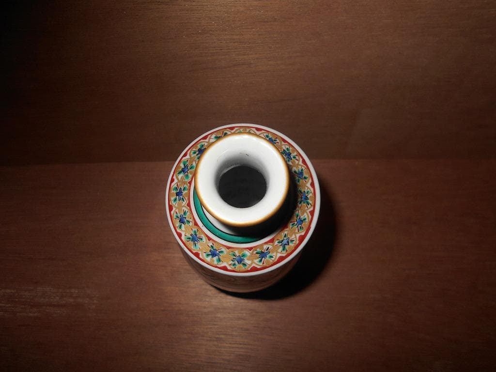 九谷焼　北出星光　色絵　瑞鳥紋陶瓶 : 九谷　花瓶　星光　北出塔次郎に師事