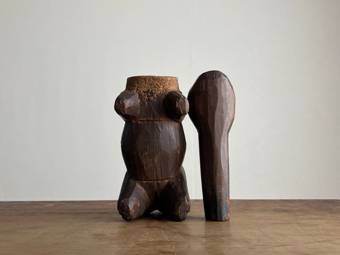 【希少 古い赤べこの木型 江戸後期〜明治頃】民藝縁起物木彫骨董出産祝い厄除古道具