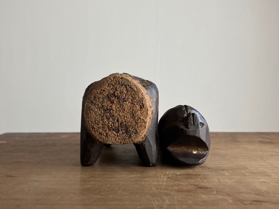 【希少 古い赤べこの木型 江戸後期〜明治頃】民藝縁起物木彫骨董出産祝い厄除古道具