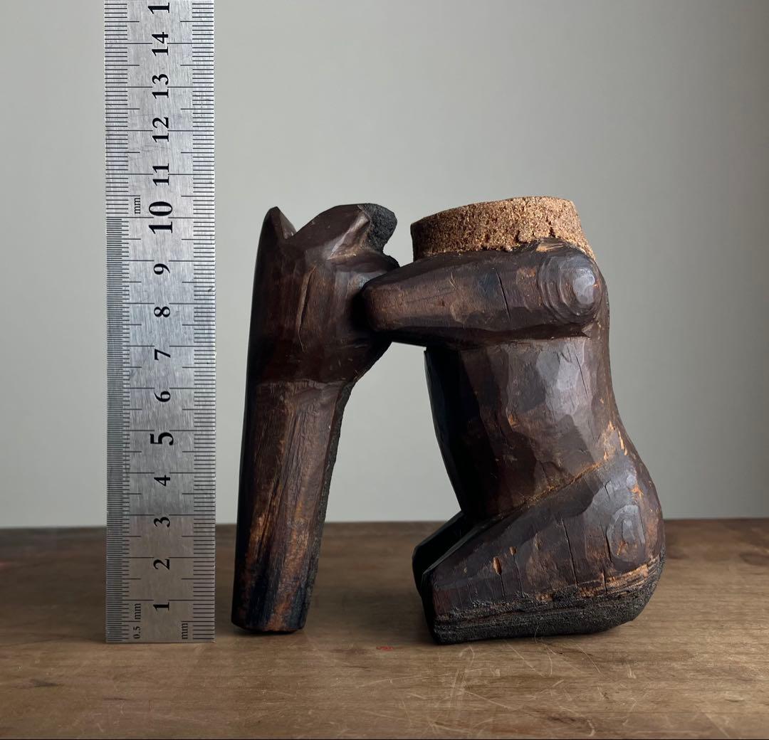 【希少 古い赤べこの木型 江戸後期〜明治頃】民藝縁起物木彫骨董出産祝い厄除古道具