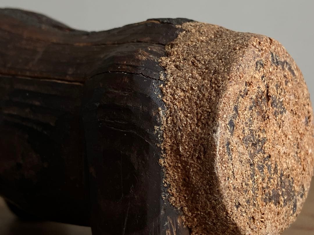 【希少 古い赤べこの木型 江戸後期〜明治頃】民藝縁起物木彫骨董出産祝い厄除古道具