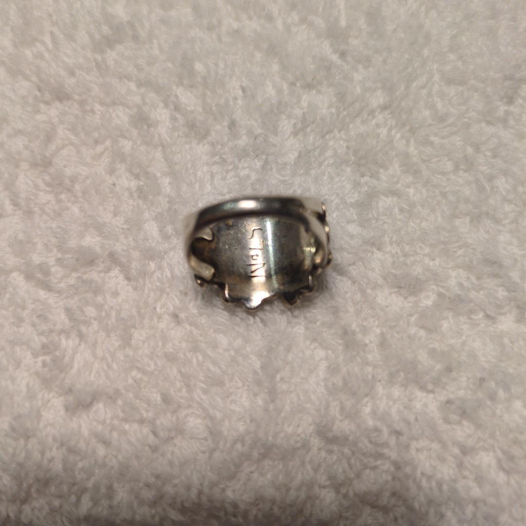 【希少・No.L5】ヴィンテージ お花リング インレイ細工 シルバー 職人彫金