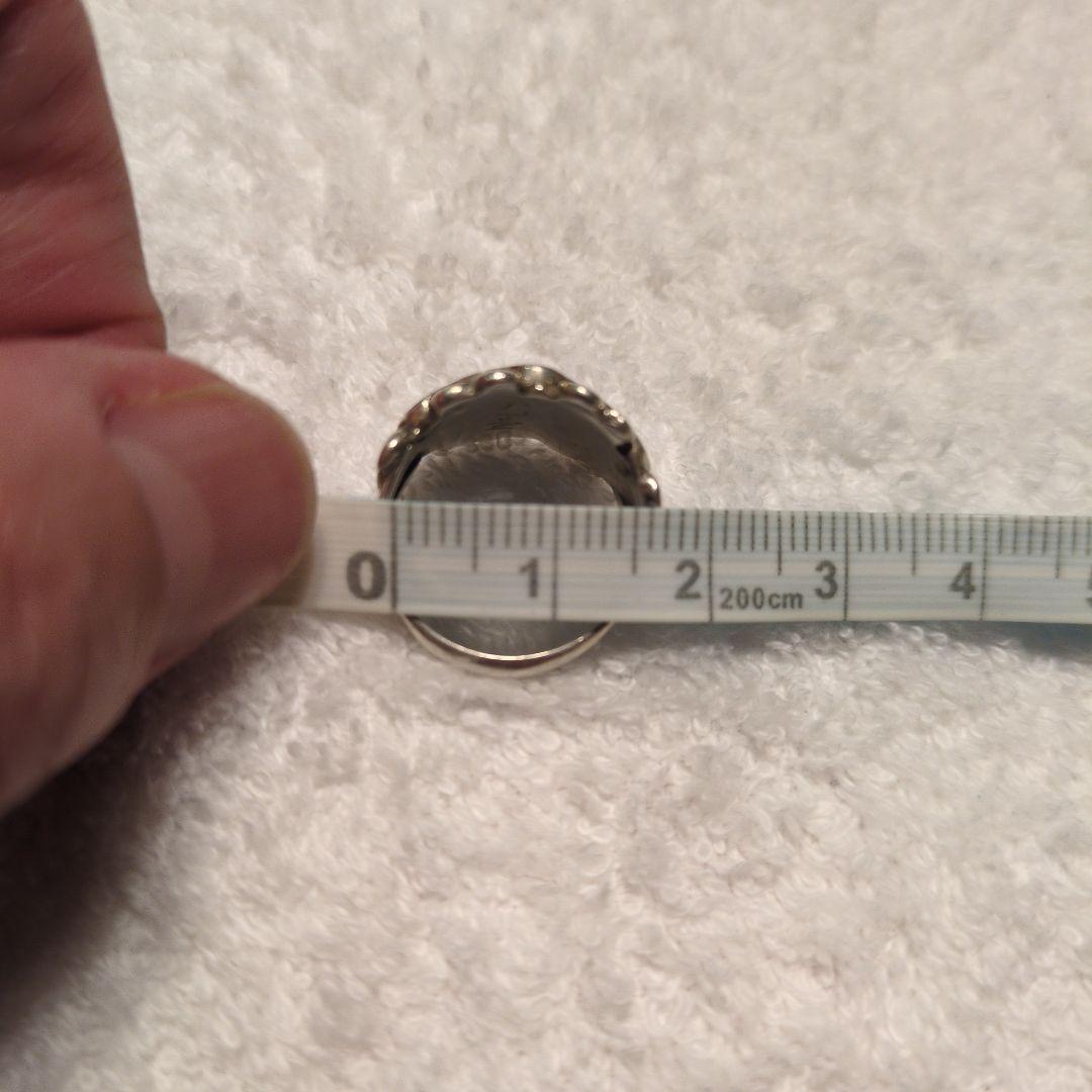 【希少・No.L5】ヴィンテージ お花リング インレイ細工 シルバー 職人彫金