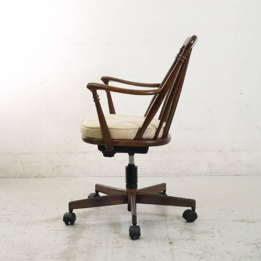 値下カリモク家具 ウィンザーチェア型 アームチェア キャスター5輪 昇降