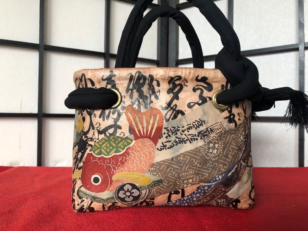 一閑張り　一閑張りバック　正絹古布　犬張子　狛犬　鯛車