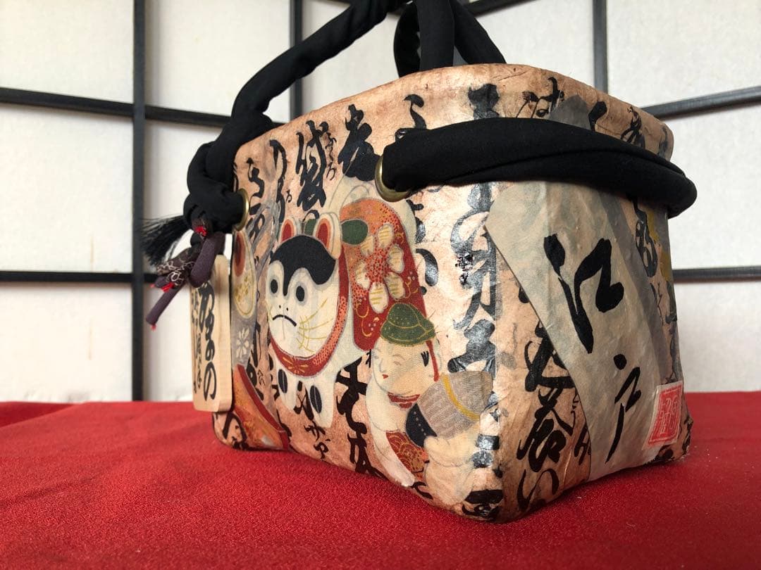 一閑張り　一閑張りバック　正絹古布　犬張子　狛犬　鯛車
