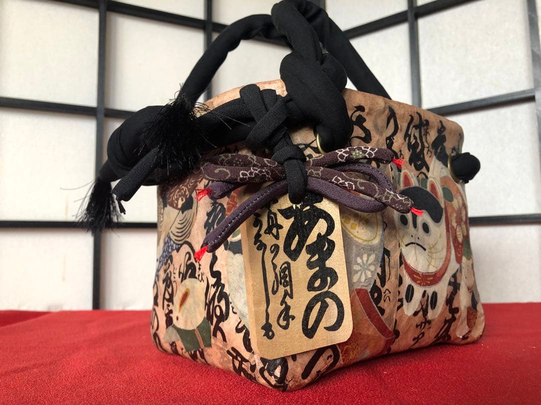 一閑張り　一閑張りバック　正絹古布　犬張子　狛犬　鯛車