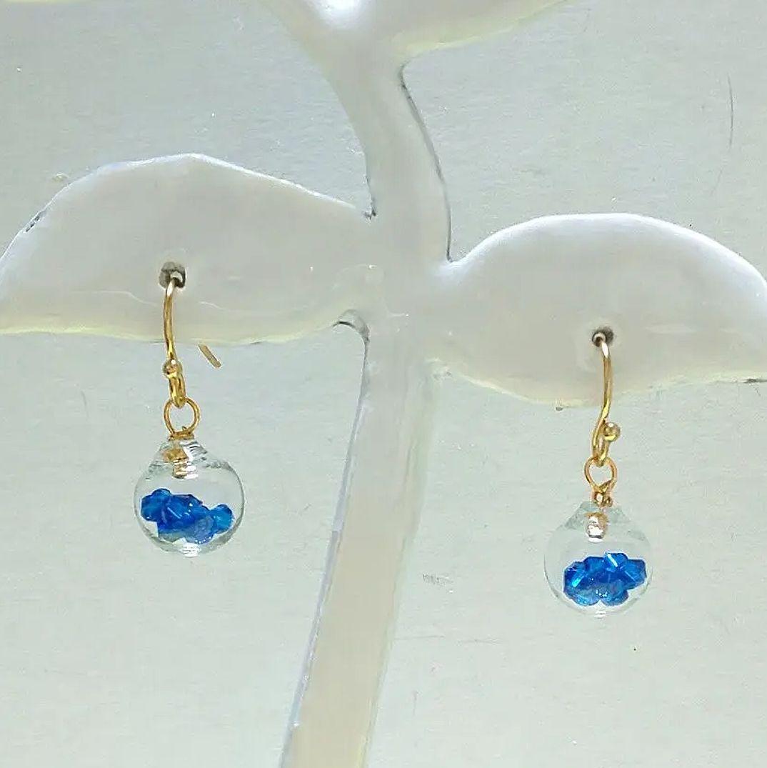 【537】ガラスドームのピアス／イヤリング