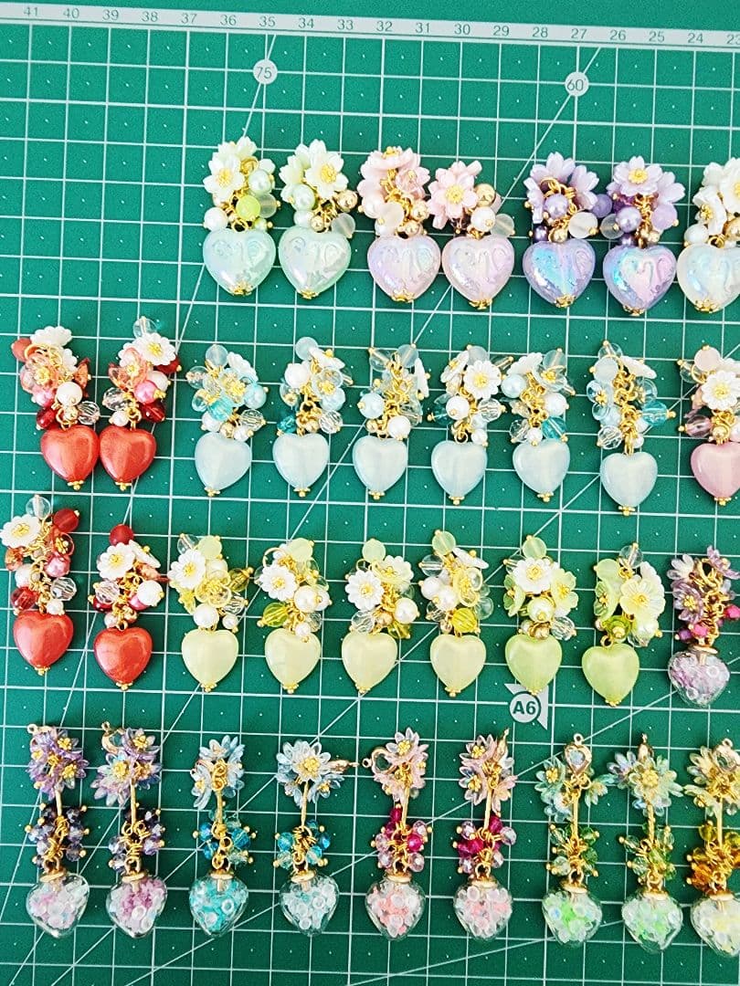 ハンドメイド パーツ チャーム ハート 68個セット