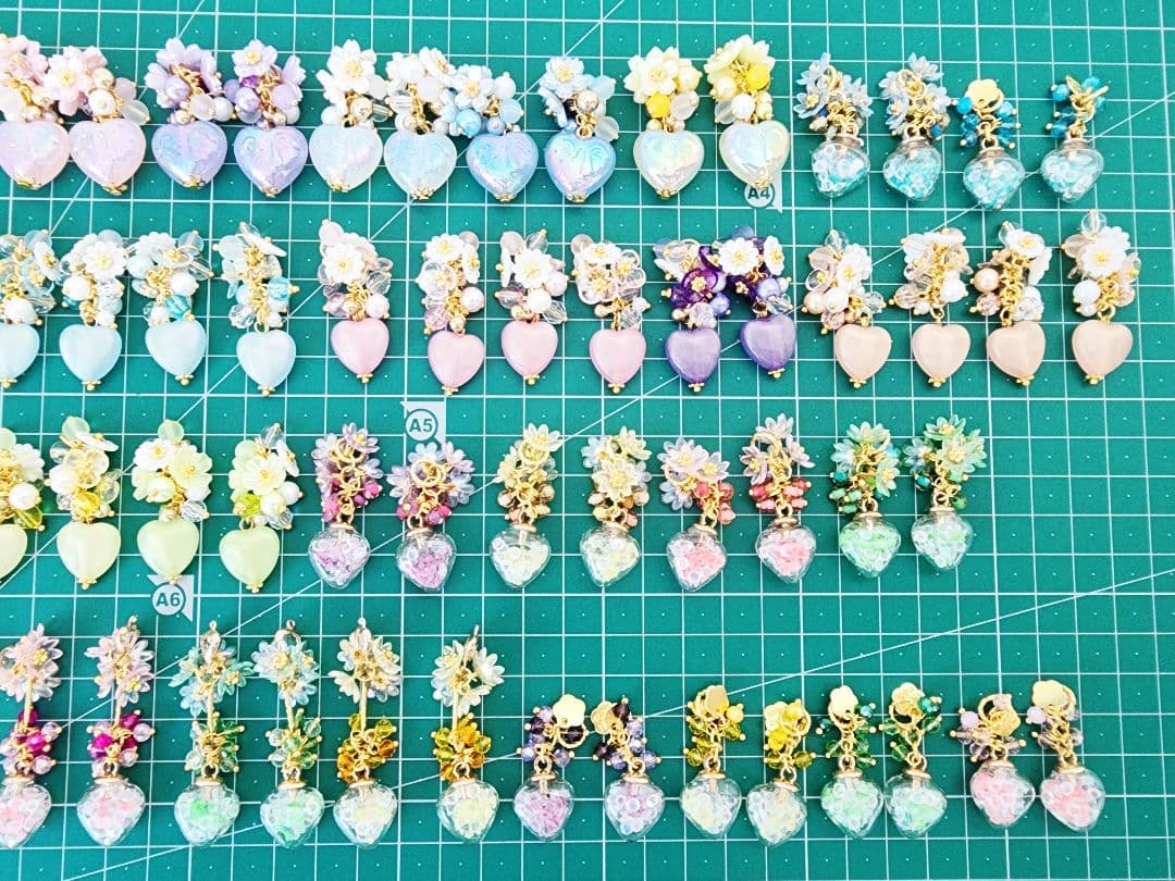 ハンドメイド パーツ チャーム ハート 68個セット